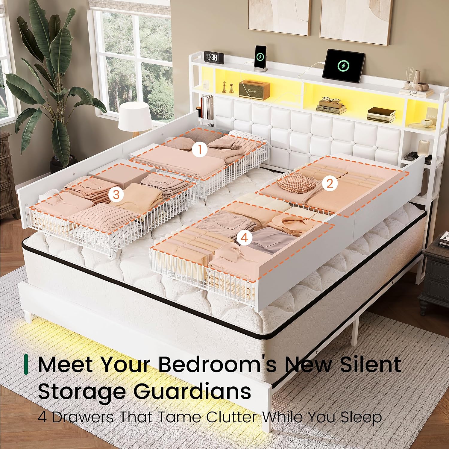 King Size Wooden Bed Frame Sto - đánh giá và giá King Size Bed Frame With Storage Drawers