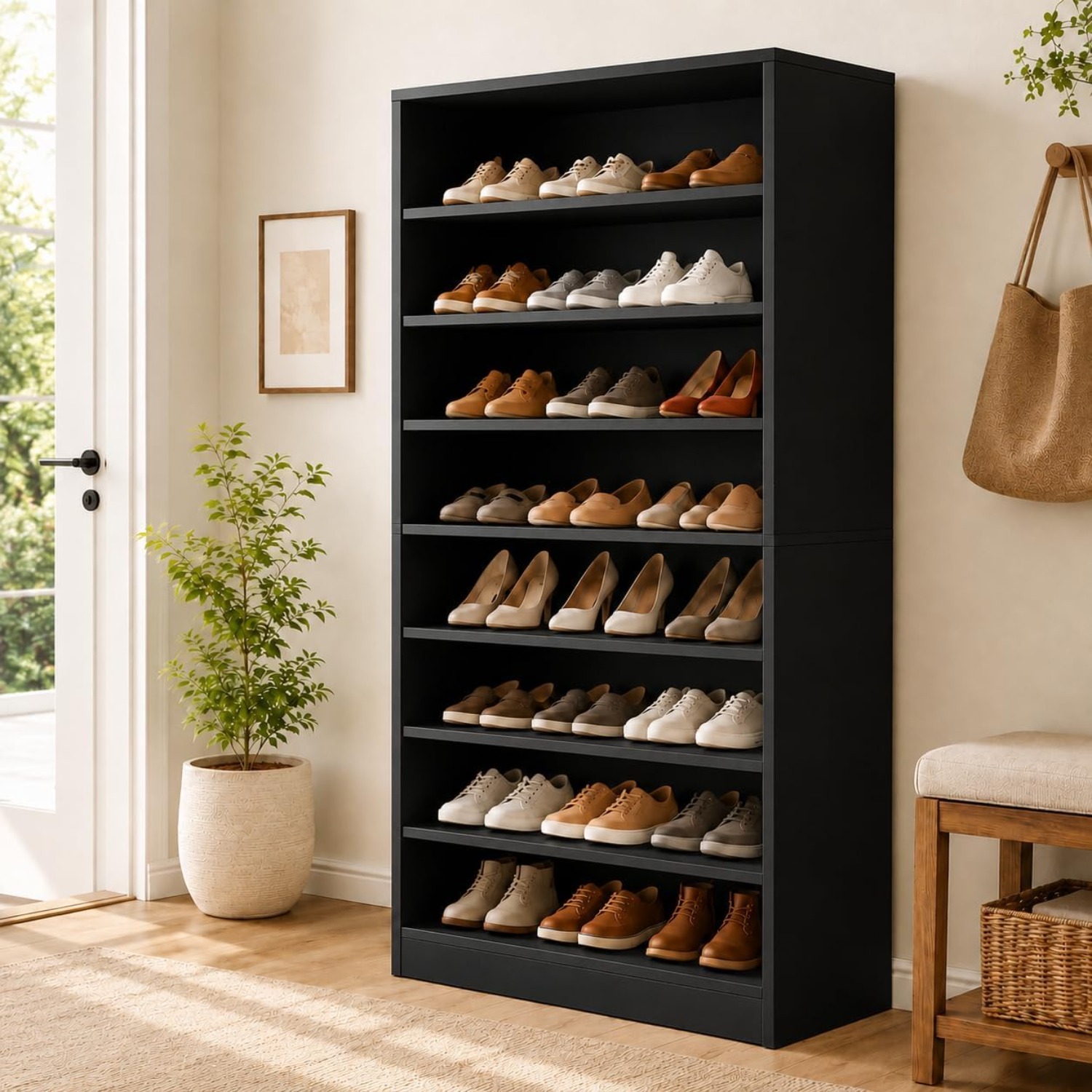 9-Tier Tall Shoe Rack Cabinet  - đánh giá và giá Shoe Rack Cabinet Narrow Entryway