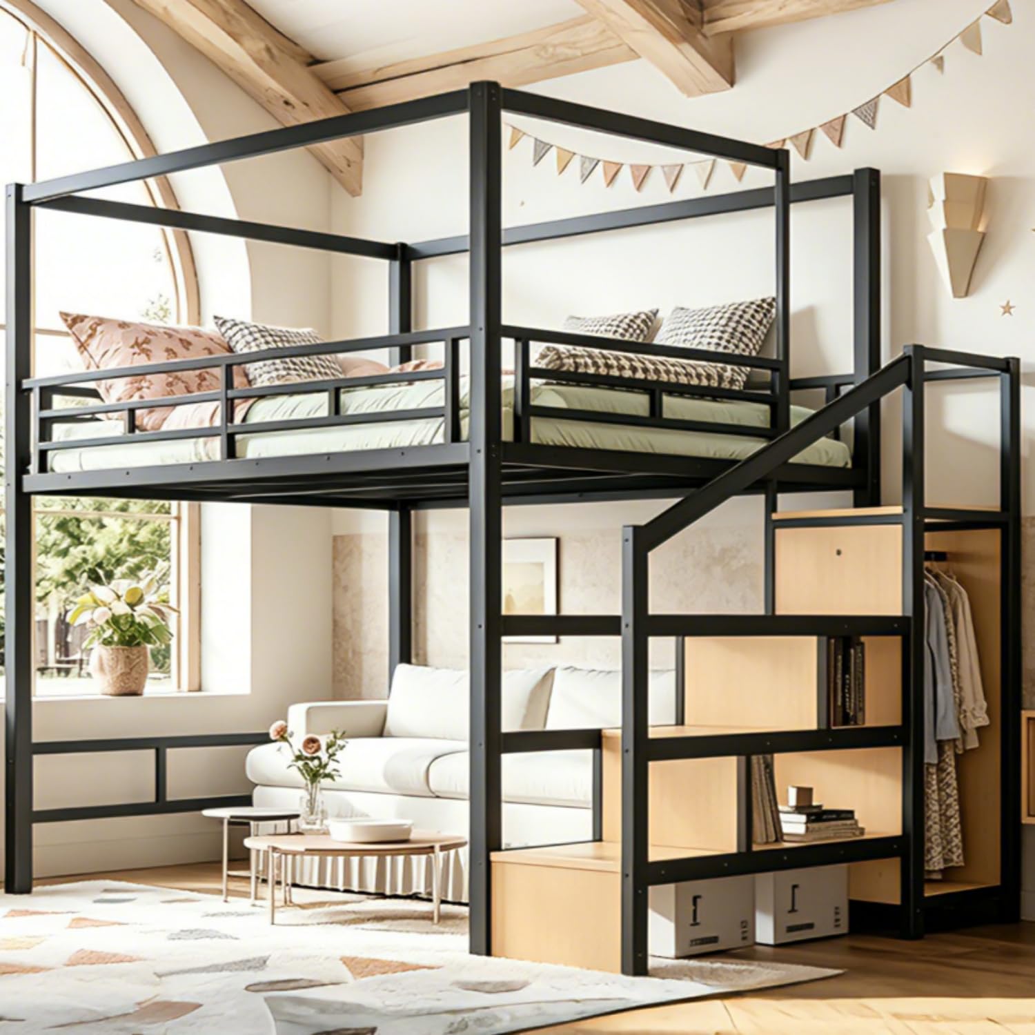 Queen Loft Bed With Storage St - đánh giá và giá Canopy Bed Frame Metal Queen