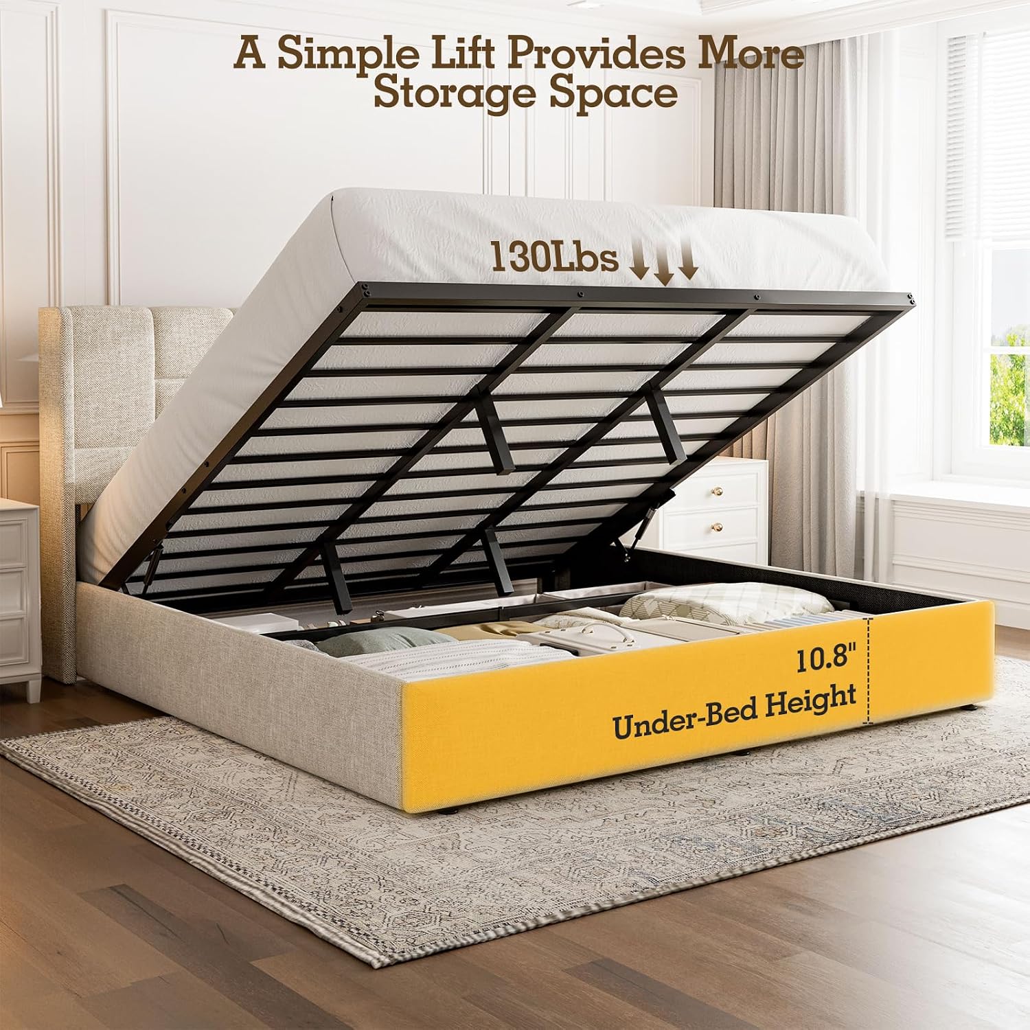King Bed Frame Hydraulic Gas L - đánh giá và giá Gas Lift Storage Bed Hydraulic