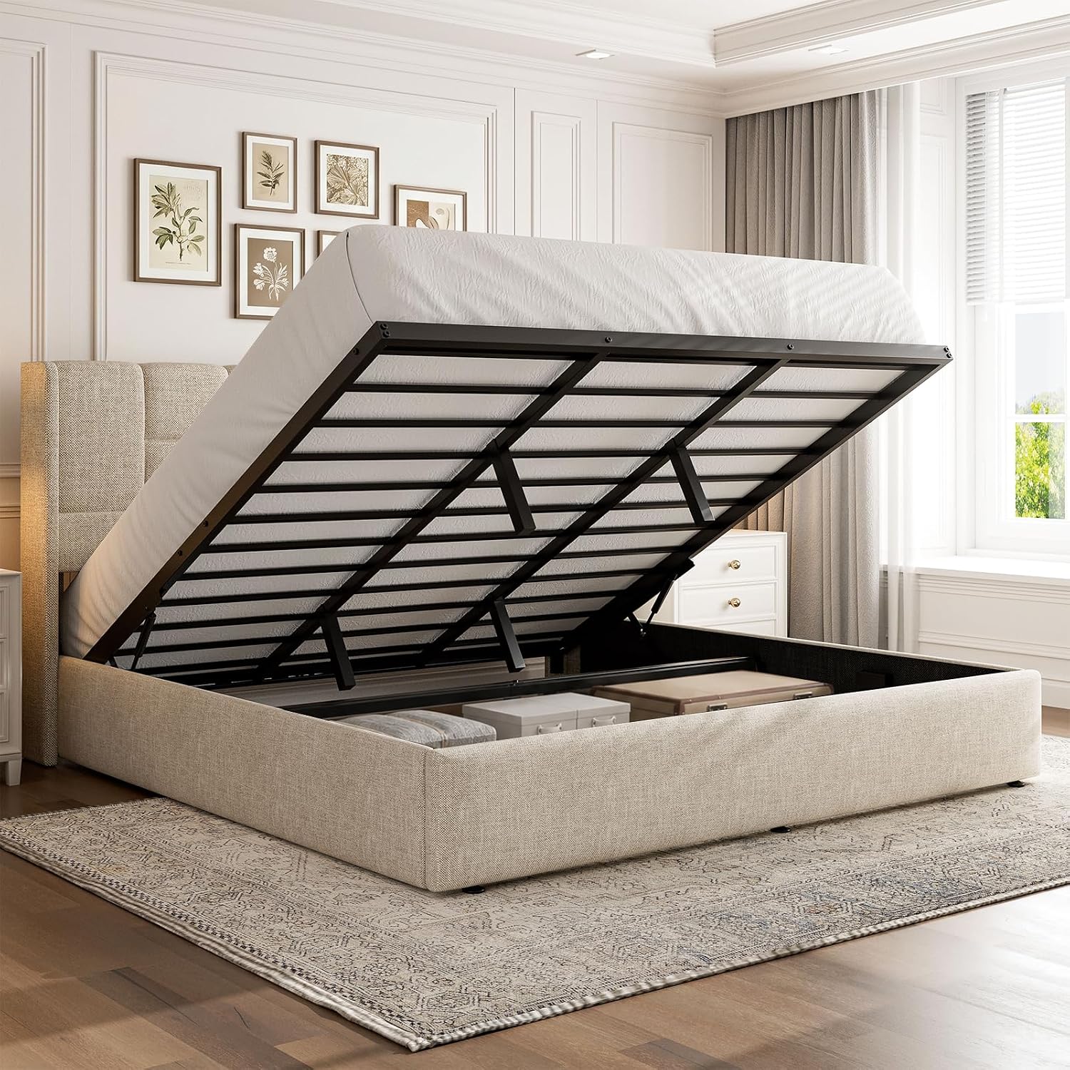King Bed Frame with Hydraulic  - đánh giá và giá Gas Lift Storage Bed Hydraulic