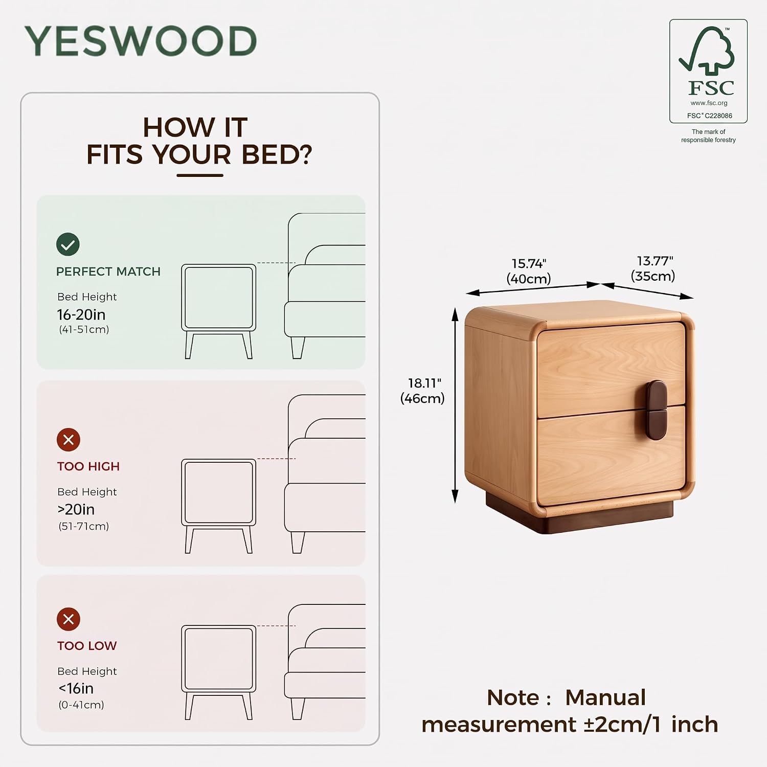 Solid Wood 2-Drawer Nightstand - đánh giá và giá Solid Wood Nightstand 2 Drawers