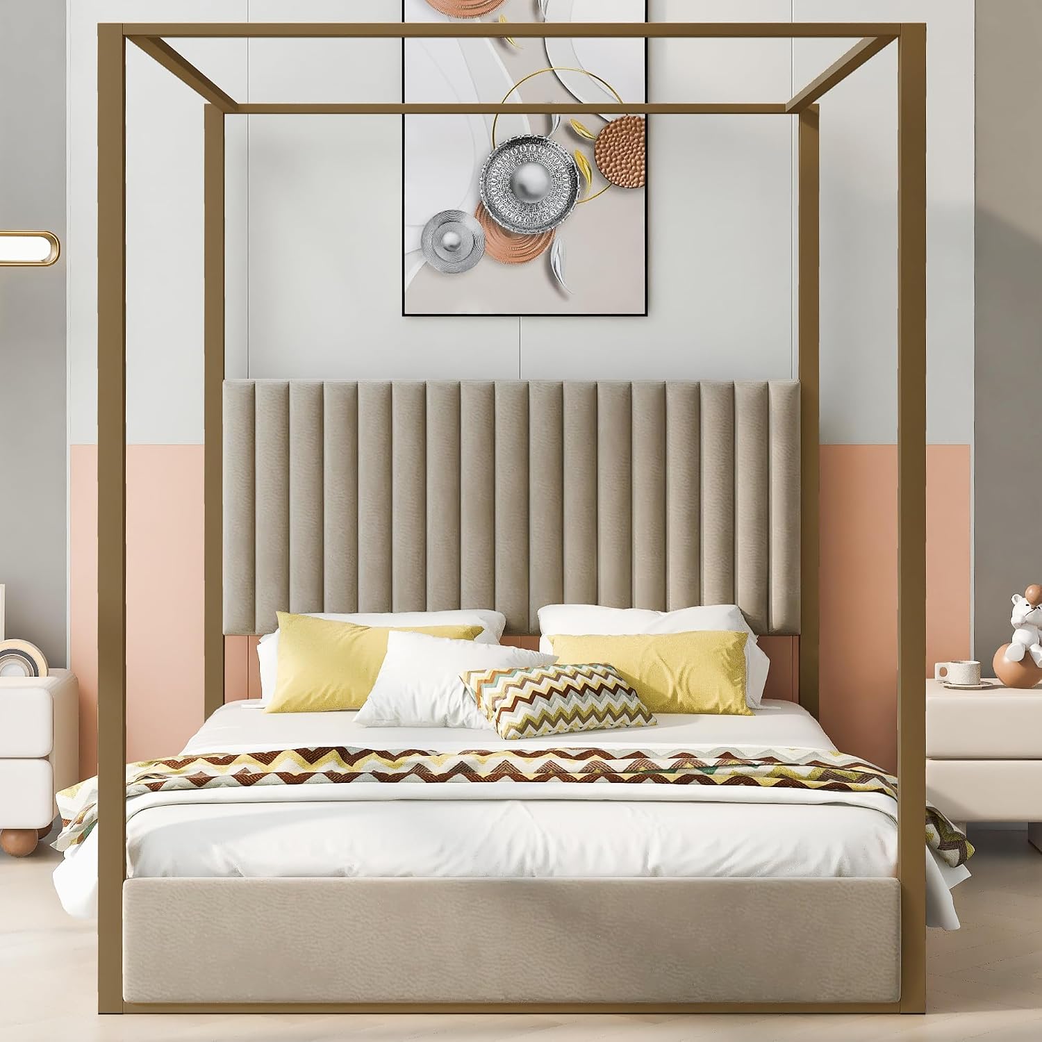 Modern 4-Poster Canopy Bed Que - đánh giá và giá Canopy Bed Frame Metal Queen