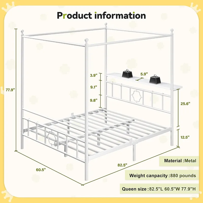 Queen Canopy Bed Frame with St - đánh giá và giá Canopy Bed Frame Metal Queen