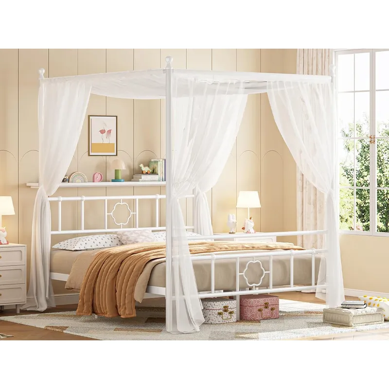 Queen Canopy Bed Frame with St - đánh giá và giá Canopy Bed Frame Metal Queen