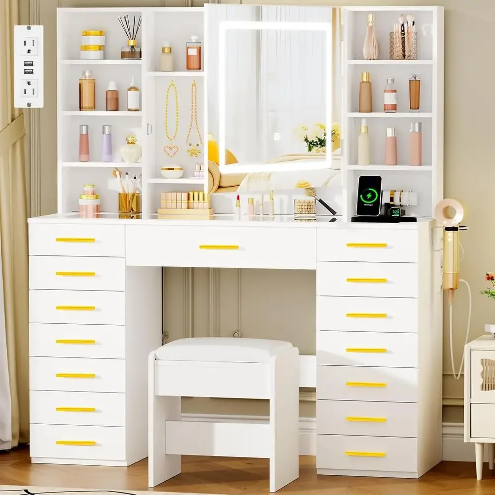 LED Lighted Mirror Vanity Desk - đánh giá và giá Dressing Table Vanity With Lighted Mirror