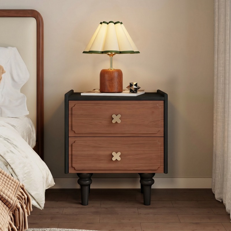 Home Furniture Solid Wood Blac - đánh giá và giá Solid Wood Nightstand 2 Drawers