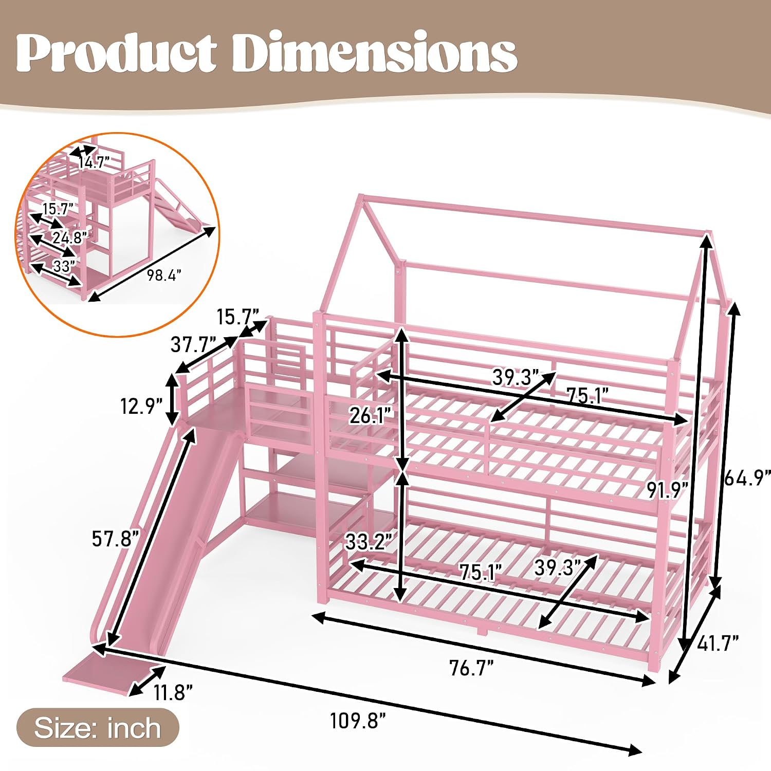 Twin Bunk Bed with Slide & Sto - đánh giá và giá Bunk Bed With Stairs And Slide