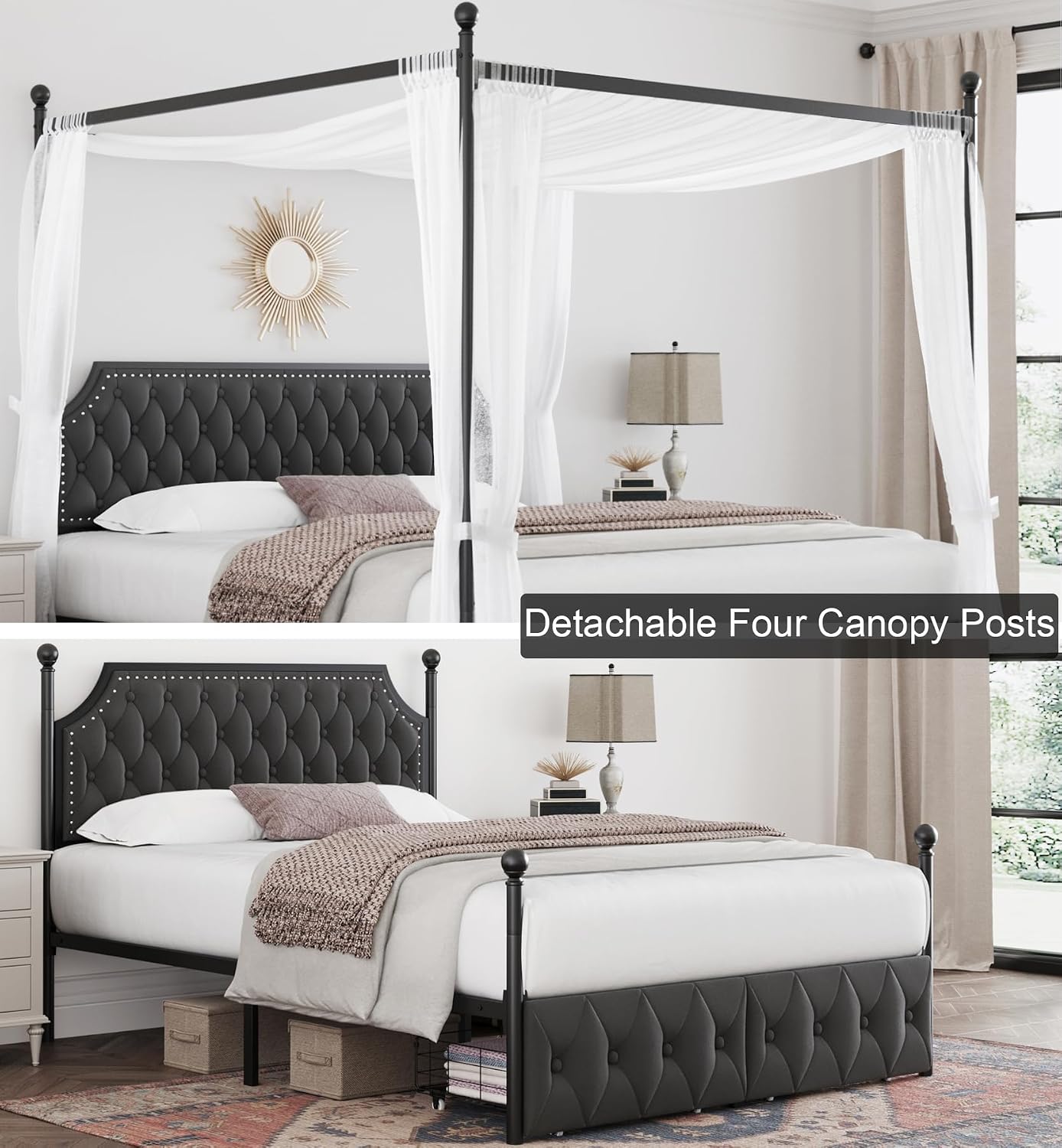 Queen Canopy Bed Frame With St - đánh giá và giá Canopy Bed Frame Metal Queen