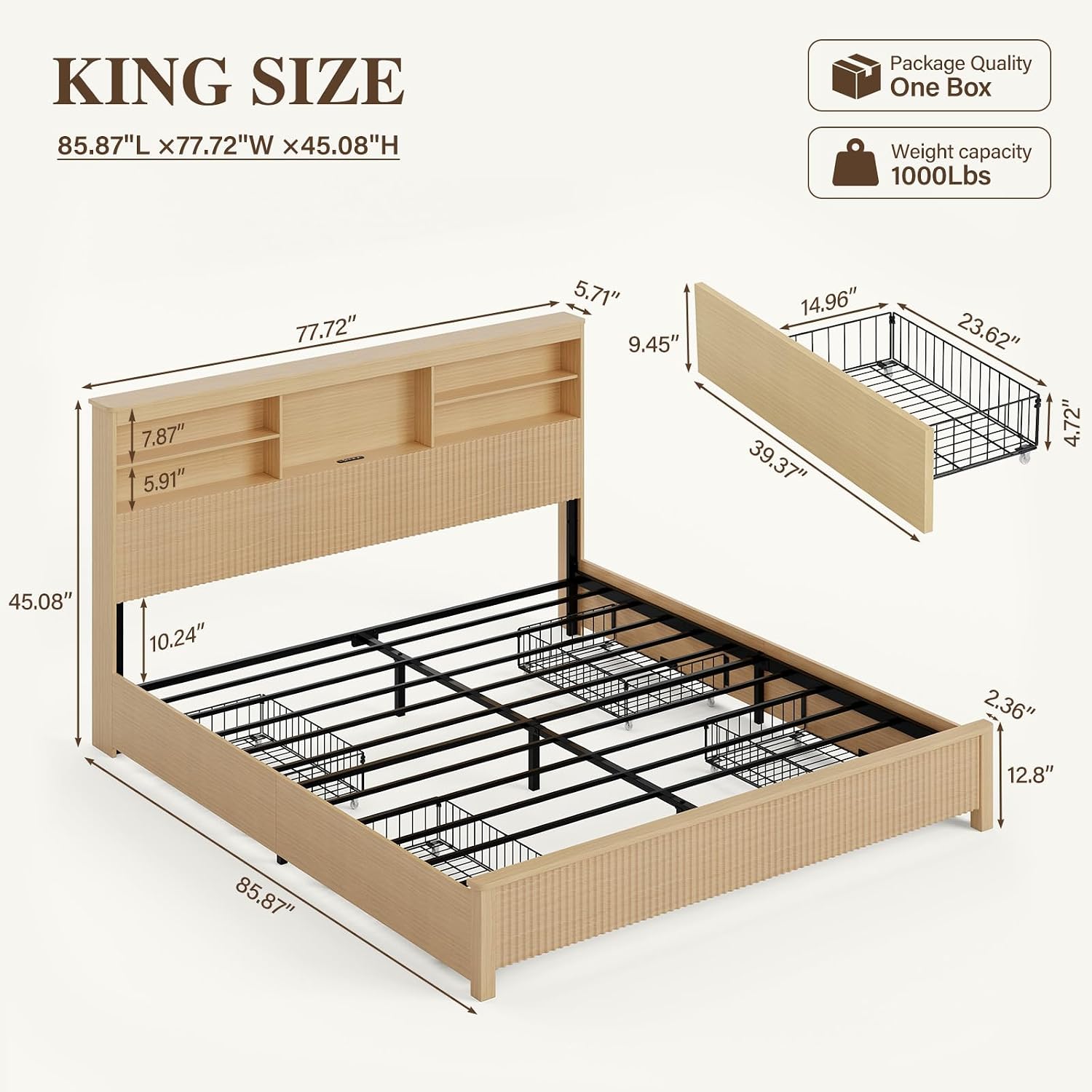King Size Bed Frame 4 Storage  - đánh giá và giá King Size Bed Frame With Storage Drawers