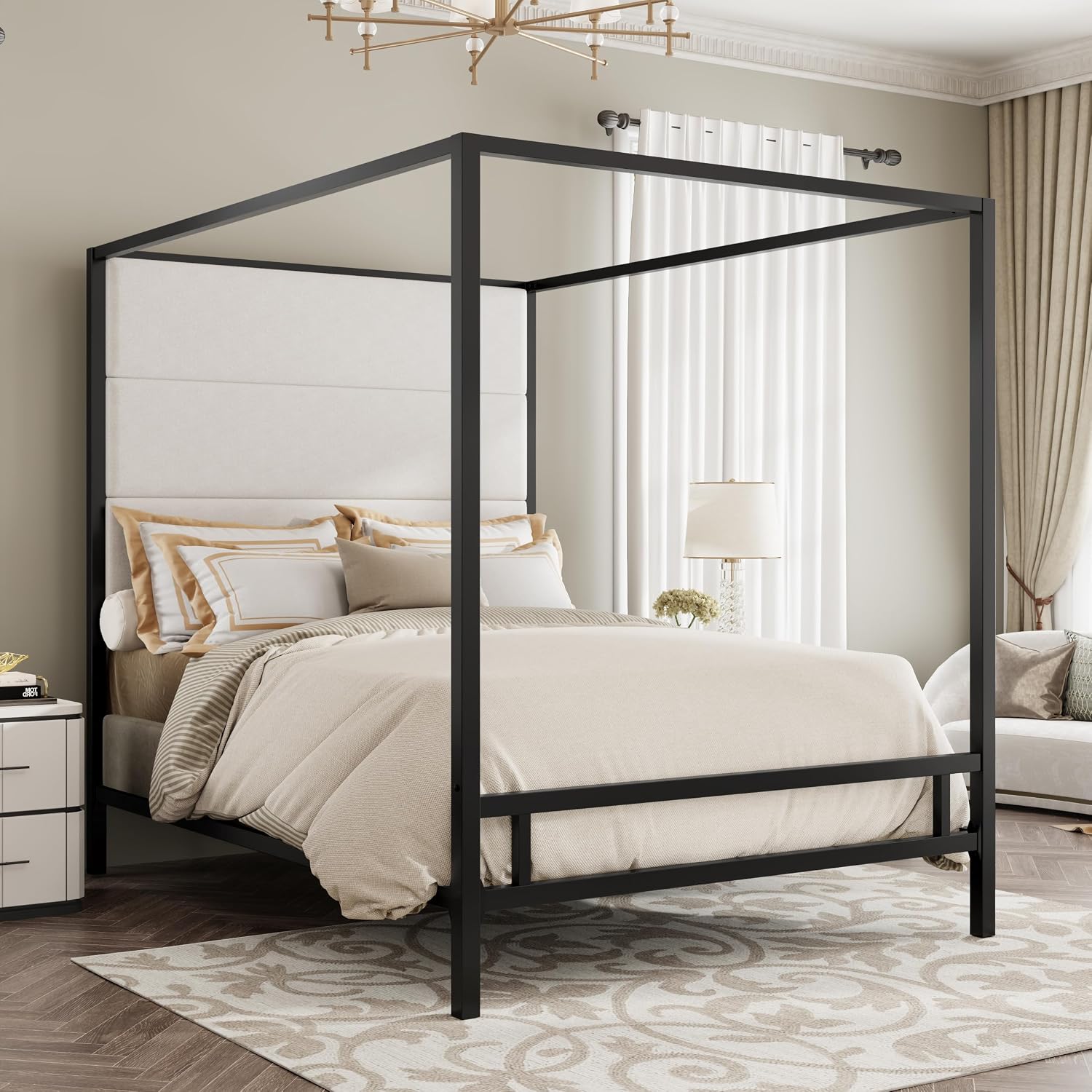 Queen Canopy Bed Tall Velvet U - đánh giá và giá Canopy Bed Frame Metal Queen