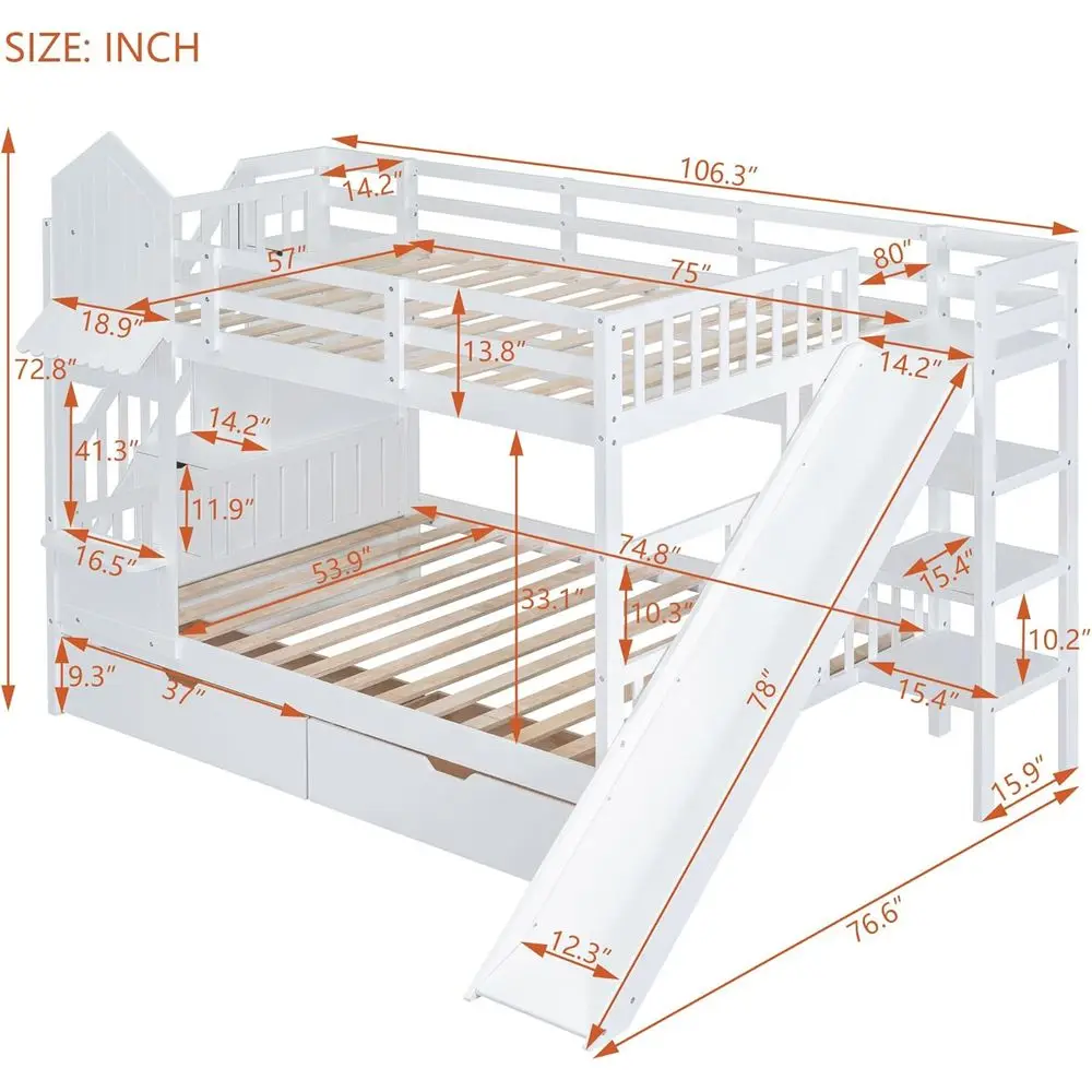 Twin Over Twin Bunk Bed With S - đánh giá và giá Bunk Bed With Stairs And Slide