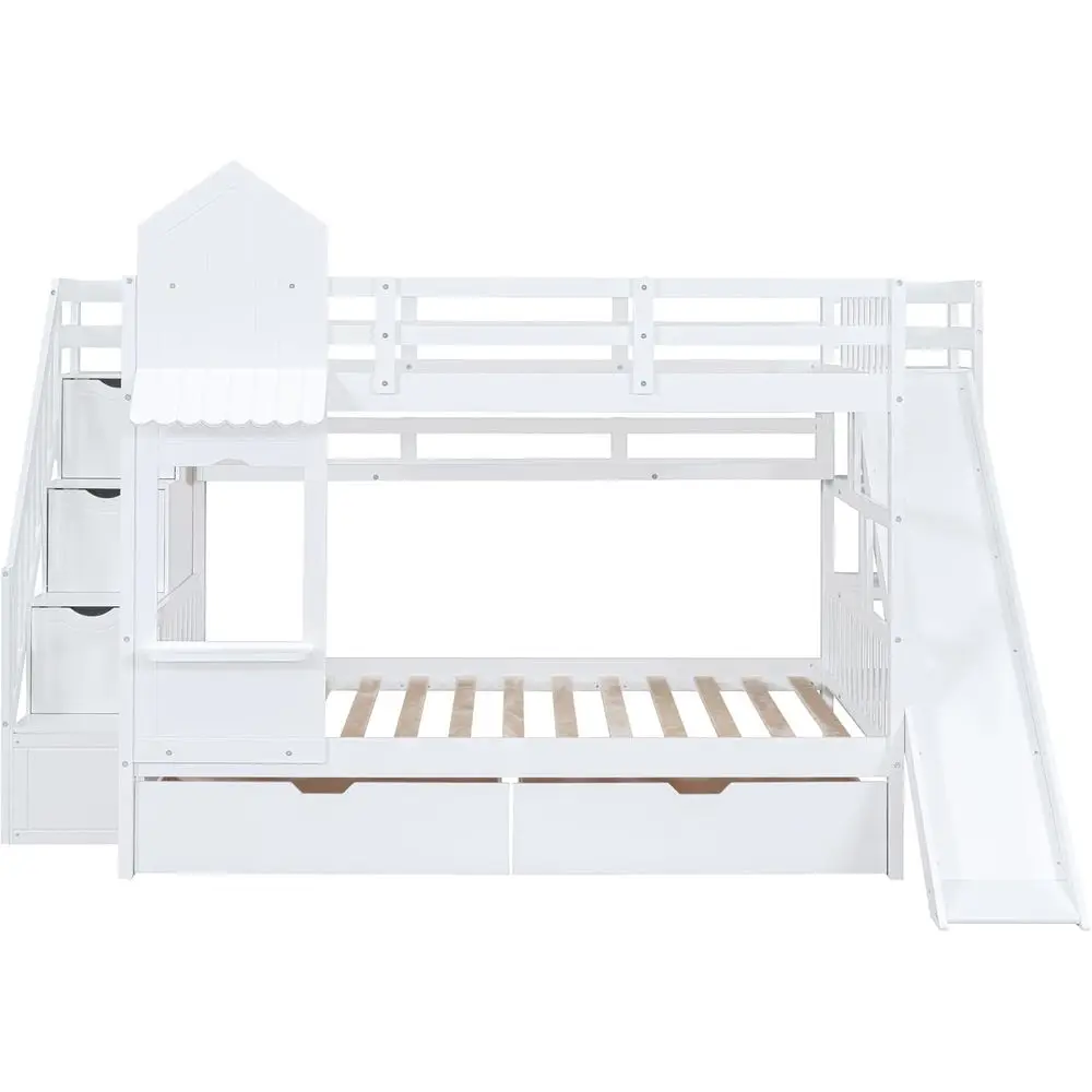 Twin Over Twin Bunk Bed With S - đánh giá và giá Bunk Bed With Stairs And Slide
