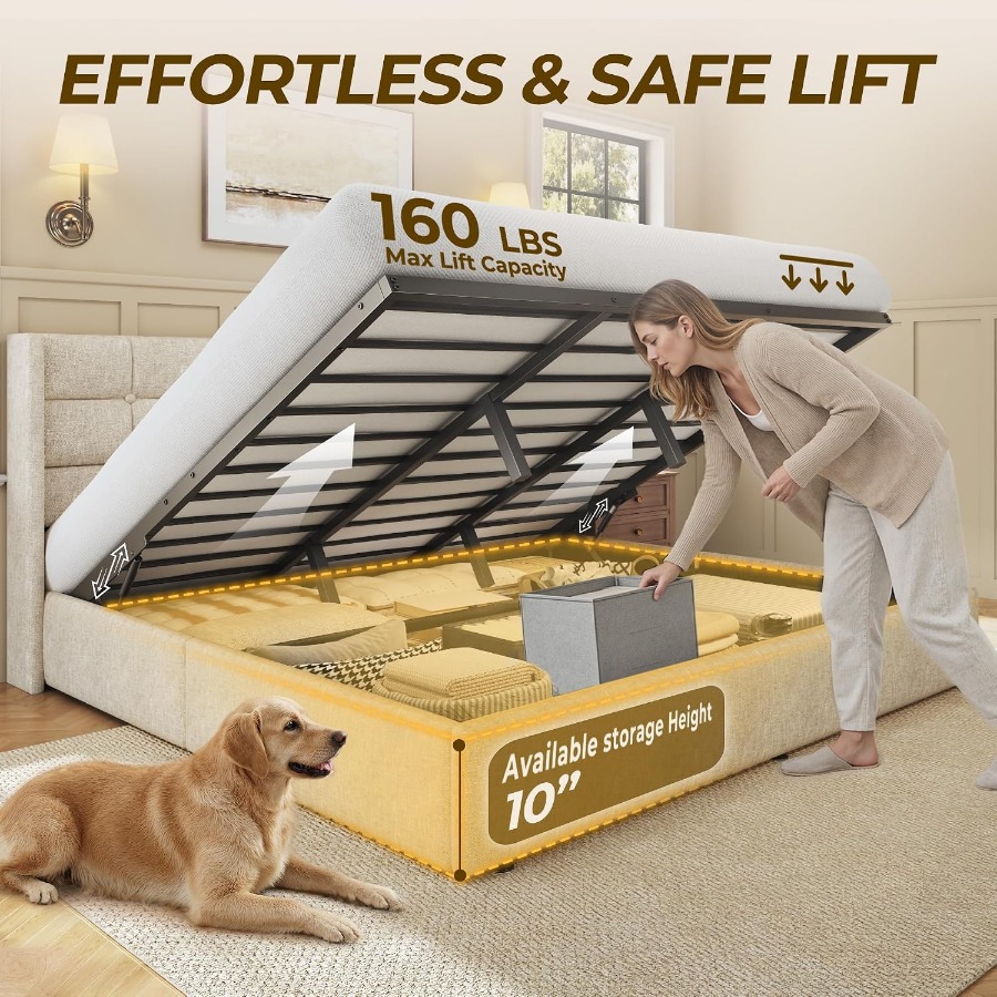 Size Lift Up Storage Bed Frame - đánh giá và giá Gas Lift Storage Bed Hydraulic