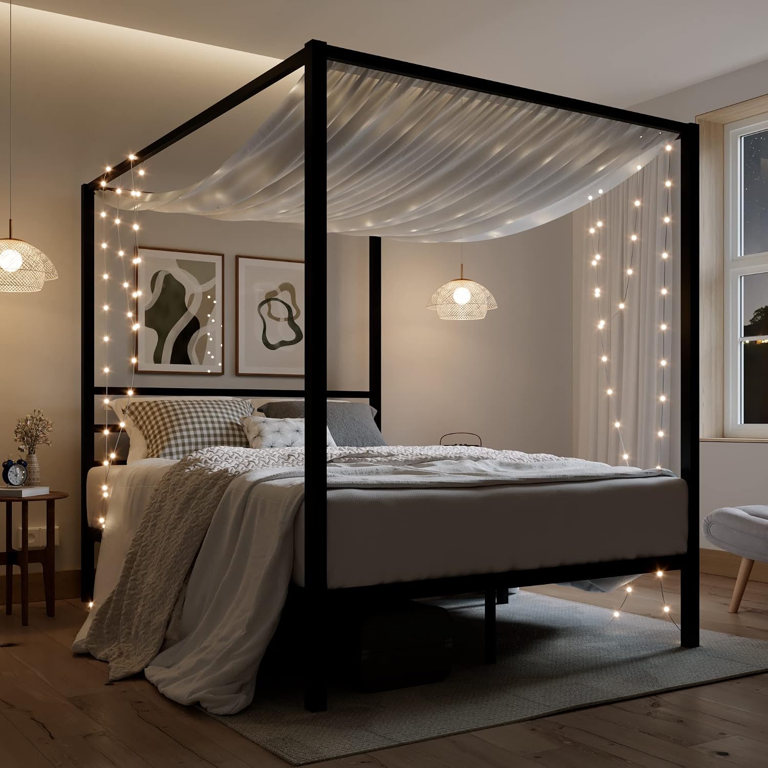 Queen Size Metal Canopy Bed Fr - đánh giá và giá Canopy Bed Frame Metal Queen
