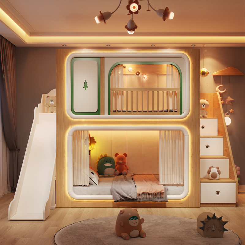 Loft Double Decker Kids Beds W - đánh giá và giá Bunk Bed With Stairs And Slide