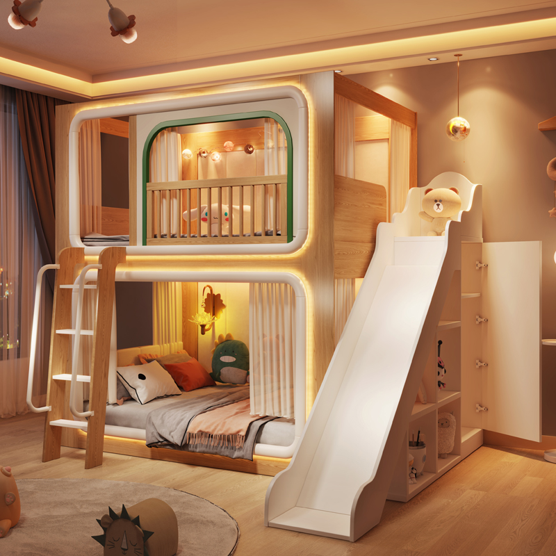 Loft Double Decker Kids Beds W - đánh giá và giá Bunk Bed With Stairs And Slide